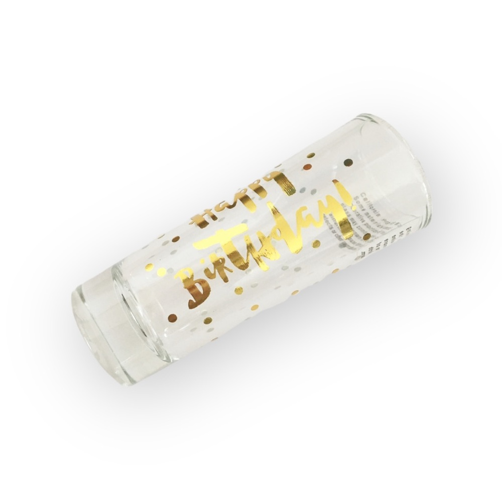 new Happy Birthday Shot Glass Set of 2 ✶ Double Shot Glasses ✶ Gold Foil Print ✶ - Picture 8 of 16